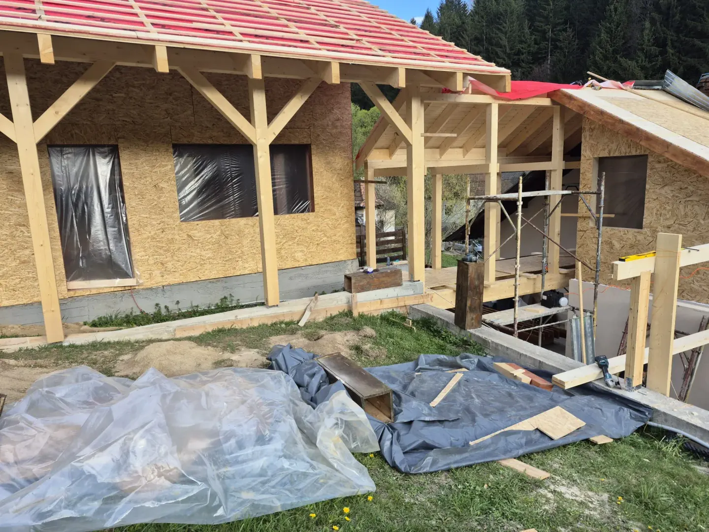 Casa Costi, terasa acoperită în timpul execuției